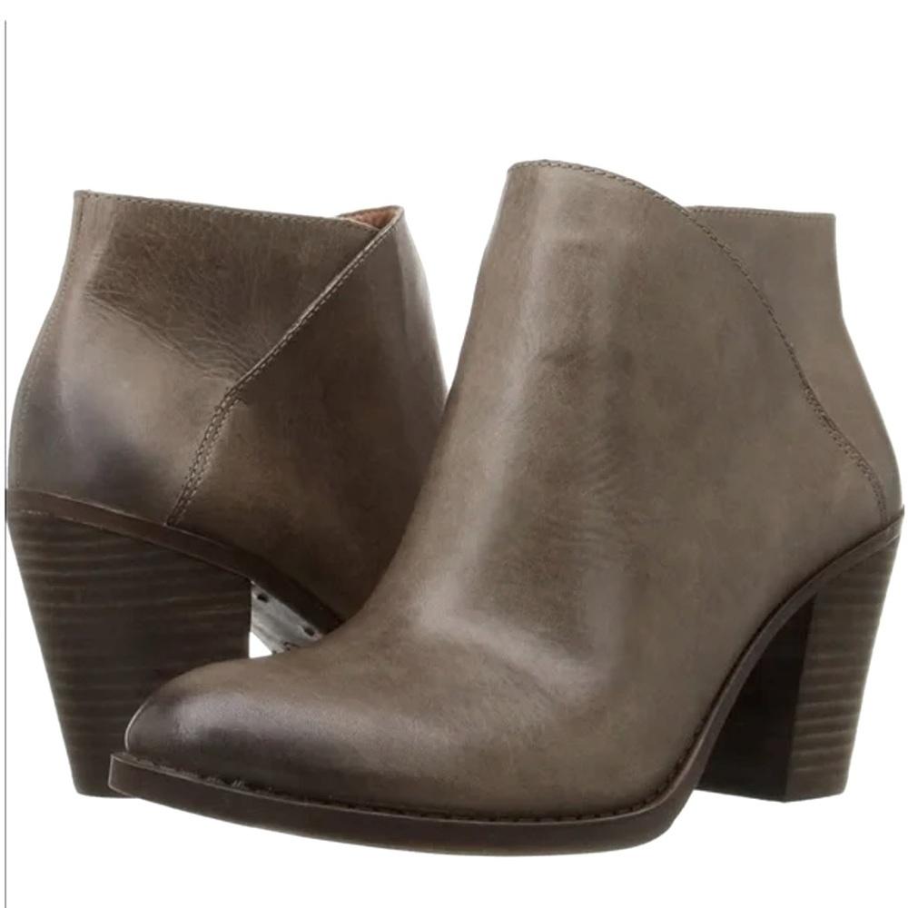 Lucky Brand Eesa Slip-On Brindle Cody Taupe Leather Ankle Boots Size 9.5